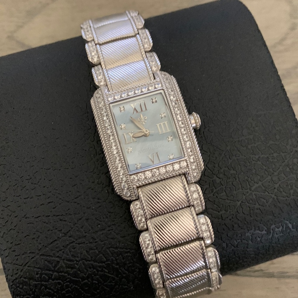 Judith Ripka Silver Watch with Crystal Details